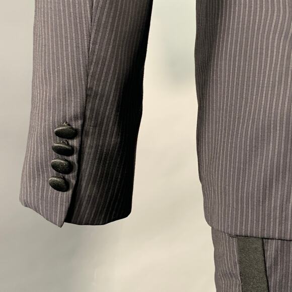 BAND OF OUTSIDERS Size 38 Regular Navy Black Stripe Wool Shawl Lapel Tuxedo - Picture 4 of 12